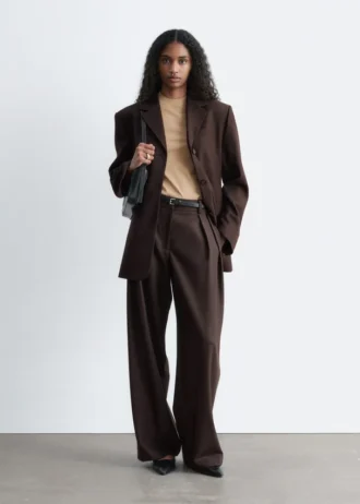 Pantalon ajusté en laine mélangée