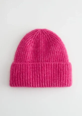 Bonnet en mélange de mohair côtelé