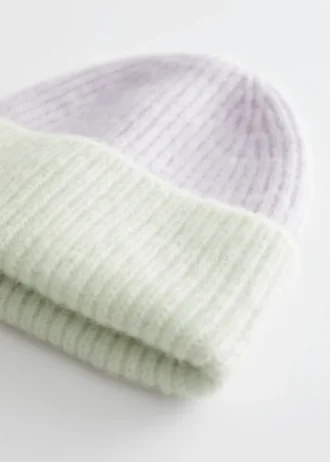 Bonnet en mélange de mohair côtelé