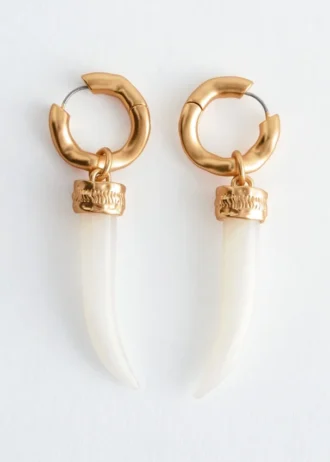 Boucles d&rsquo;oreilles créoles avec breloque en pierre