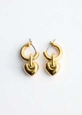 Boucles d&rsquo;oreilles créoles avec pendentif en forme de cœur