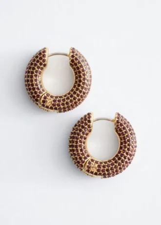 Boucles d&rsquo;oreilles créoles à strass