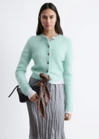 Cardigan brossé en mélange de mohair