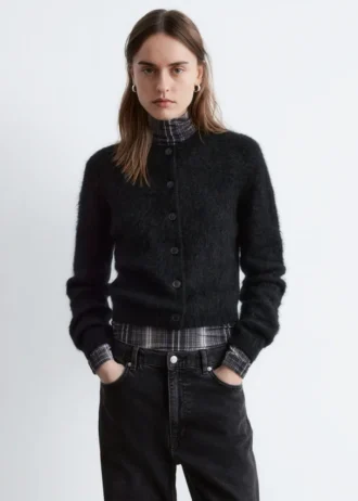 Cardigan brossé en mélange de mohair