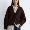 Cardigan en maille côtelée épaisse