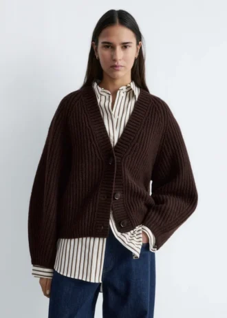 Cardigan en maille côtelée épaisse