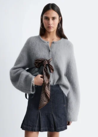 Cardigan en mélange de mohair brossé