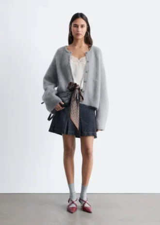 Cardigan en mélange de mohair brossé