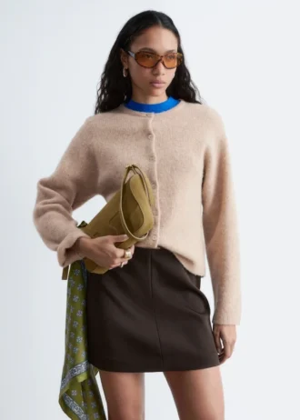 Cardigan tricoté en mélange d&rsquo;alpaga