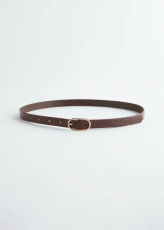 Ceinture fine en cuir effet croco