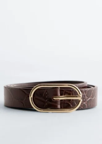 Ceinture fine en cuir effet croco