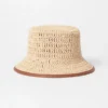 Chapeau bob en paille avec bordure contrastée