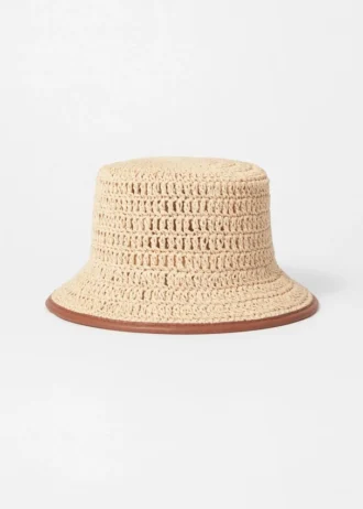 Chapeau bob en paille avec bordure contrastée