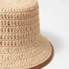 Chapeau bob en paille avec bordure contrastée