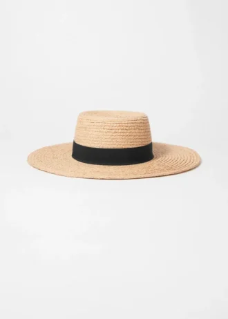 Chapeau de paille en raphia bordé de gros-grain