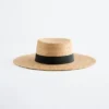 Chapeau de paille en raphia bordé de gros-grain