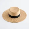 Chapeau de paille en raphia bordé de gros-grain