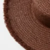 Chapeau en paille de raphia effilochée