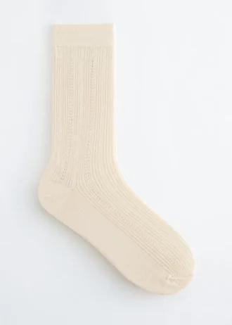 Chaussettes en maille côtelée mélangée à de la soie