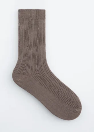 Chaussettes en maille côtelée mélangée à de la soie