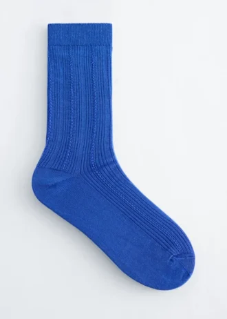 Chaussettes en maille côtelée mélangée à de la soie