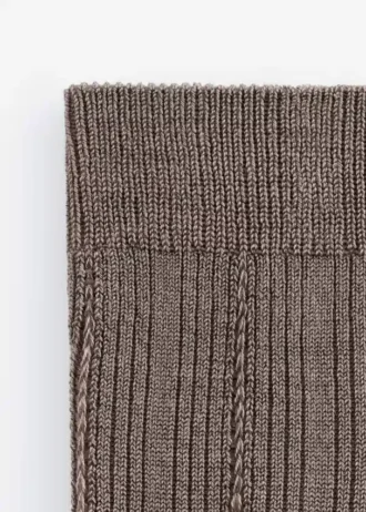 Chaussettes en maille côtelée mélangée à de la soie