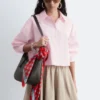 Chemise courte oversize en coton
