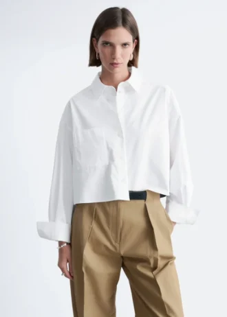 Chemise courte oversize en coton