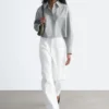Chemise courte oversize en coton