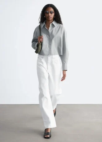 Chemise courte oversize en coton