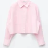 Chemise courte oversize en coton