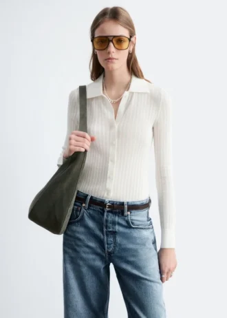 Chemise à côtes pointelles