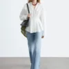 Chemise en coton ajustée à la taille
