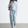 Chemise en coton à nouer à la taille