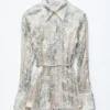 Chemise en crêpe avec ceinture à nouer