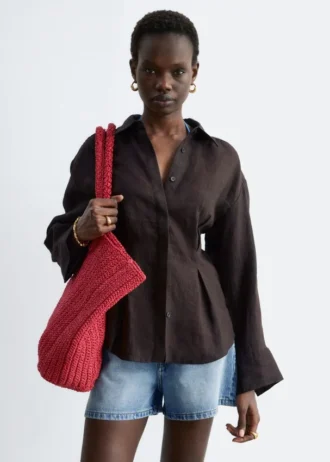 Chemise en lin à plis à la taille