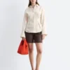 Chemise en lin à plis à la taille