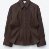 Chemise en lin à plis à la taille