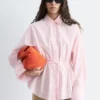 Chemise en popeline de coton à cordon de serrage