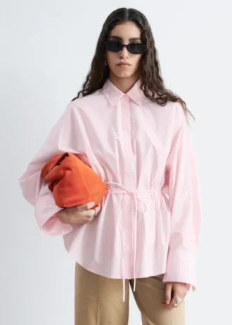 Chemise en popeline de coton à cordon de serrage
