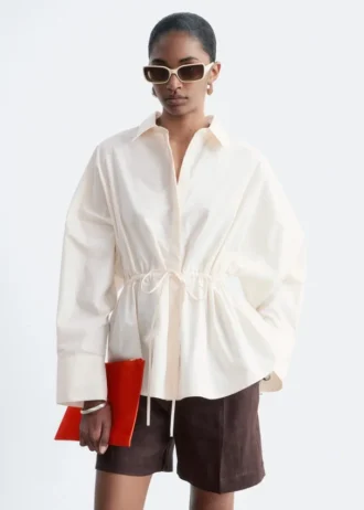 Chemise en popeline de coton à cordon de serrage