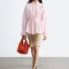 Chemise en popeline de coton à cordon de serrage