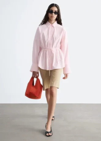 Chemise en popeline de coton à cordon de serrage