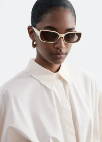 Chemise en popeline de coton à cordon de serrage
