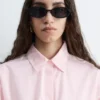 Chemise en popeline de coton à cordon de serrage