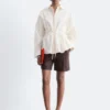 Chemise en popeline de coton à cordon de serrage
