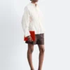 Chemise en popeline de coton à cordon de serrage