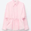 Chemise en popeline de coton à cordon de serrage