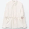 Chemise en popeline de coton à cordon de serrage