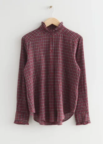 Chemise à larges volants à carreaux